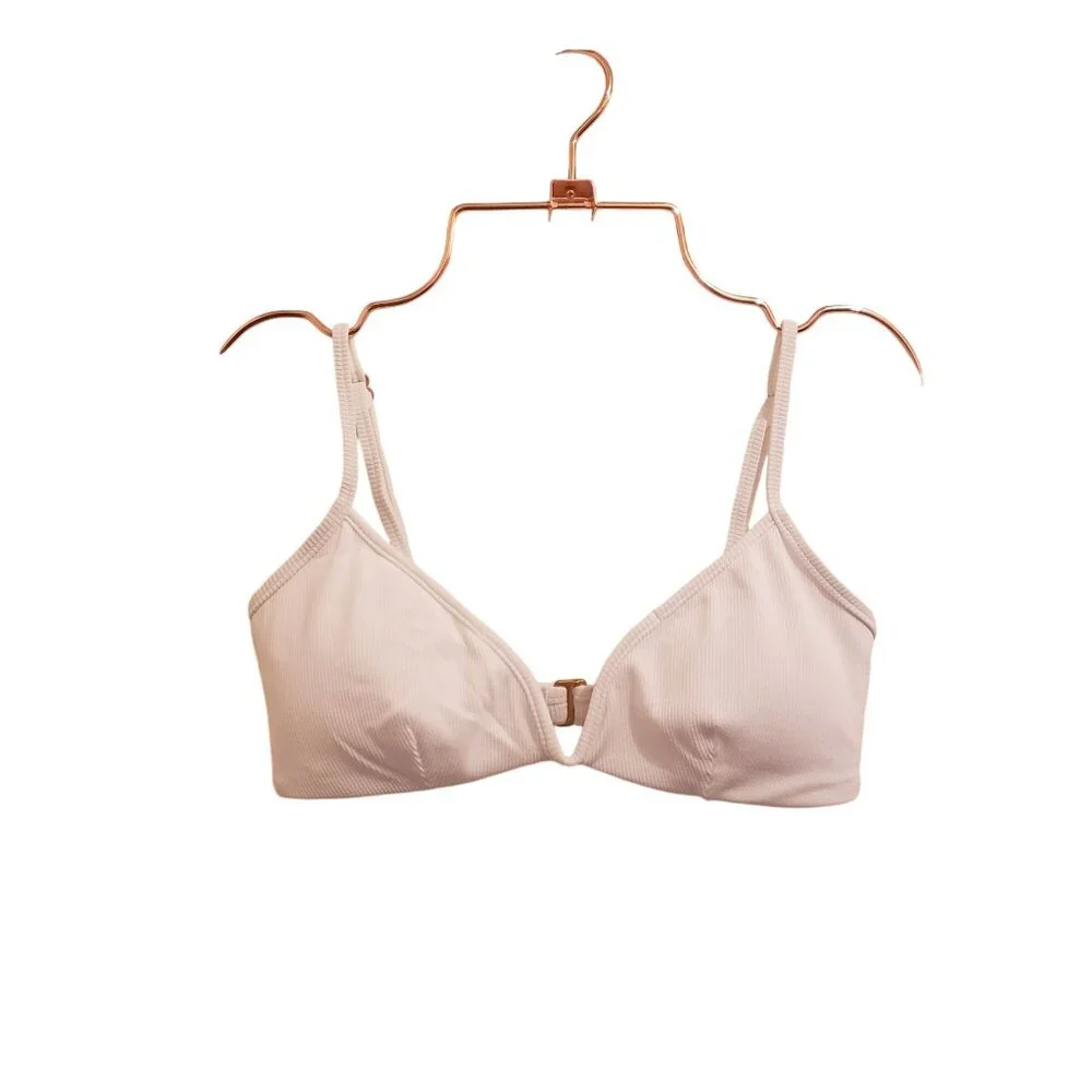 L*Space LSPACE Ribbed Helena Bikini Top Women's Size Medium White Adjustable NWT - Picture 12 of 12